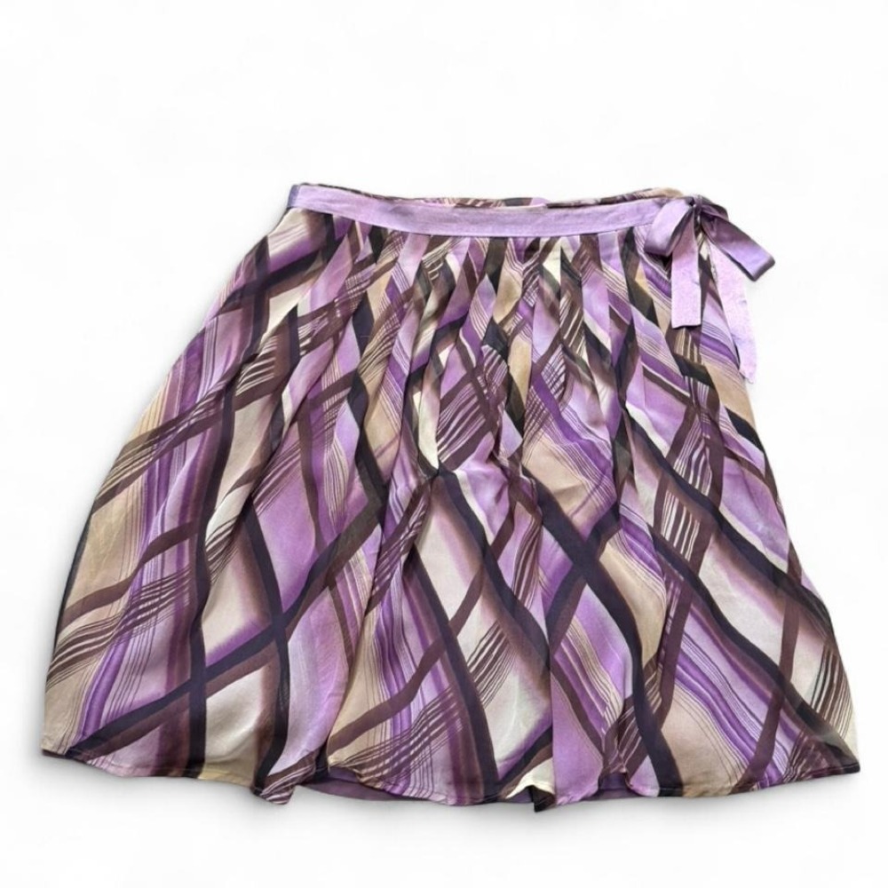 Vintage 90s/Y2K Worthington Purple Silk Abstract Geometric Skirt, Women's Sz 12